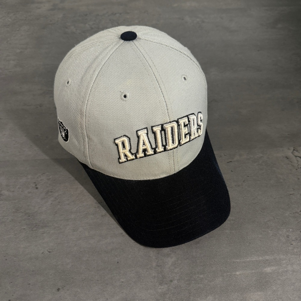 Vintage Reebok Oakland Raiders Hat Grey Black Navy Brim Strapback Embroidered‎